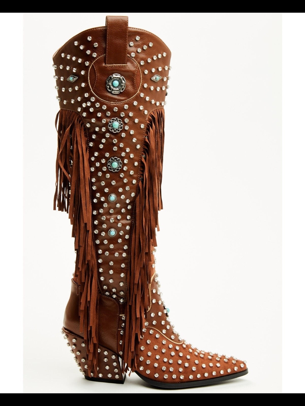 Azalea Wang Women's Bennett Embellished Fringe Tall Fashion Boots - Snip Toe